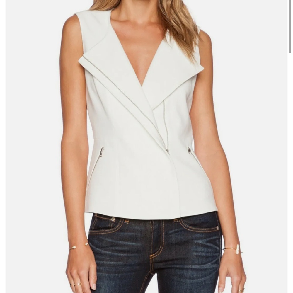 BCBG Maxazria White Zip-Up Vest